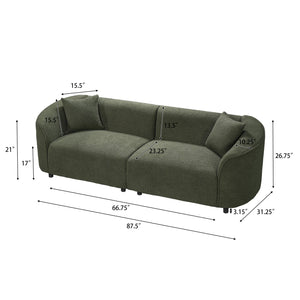English Elm 87" Curved Boucle Sofa Sculptural Low Profile Design for Modern Living Rooms N767P422840A