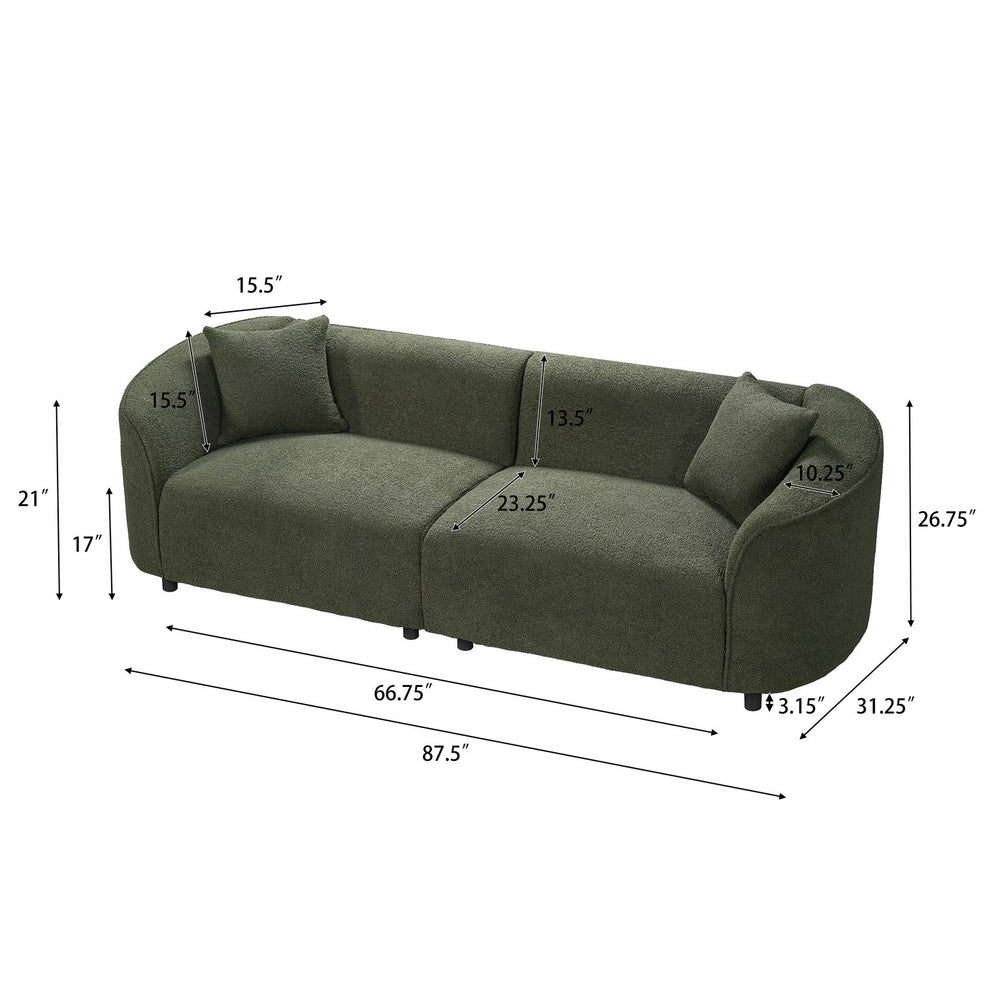 English Elm 87" Curved Boucle Sofa Sculptural Low Profile Design for Contemporary Living Rooms N767P354840A