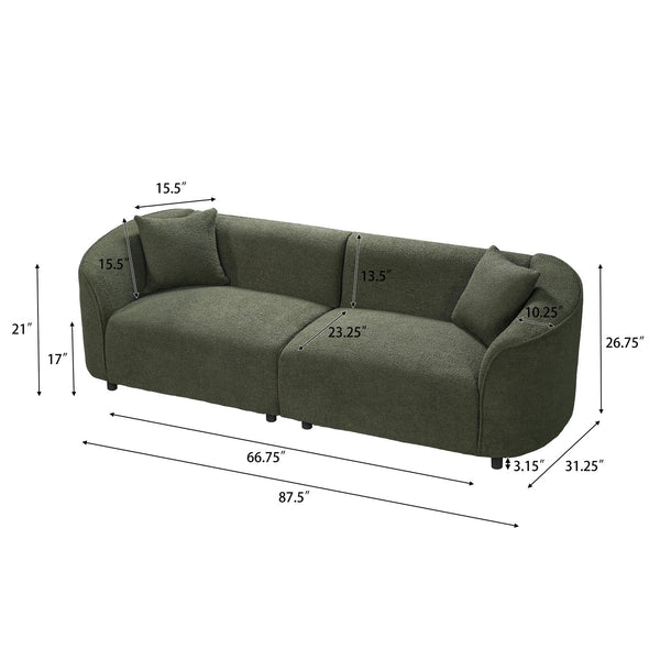 English Elm 87" Curved Boucle Sofa Sculptural Low Profile Design for Contemporary Living Rooms N767P354840A