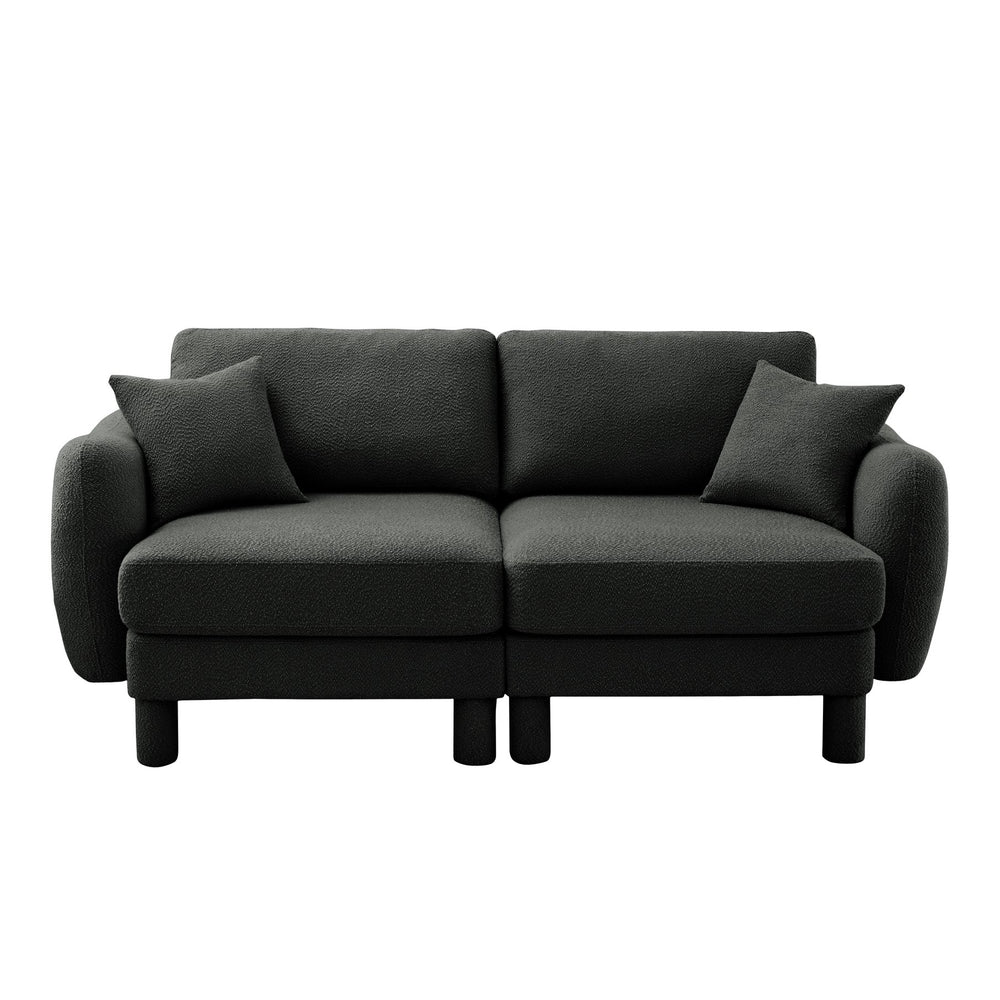 English Elm Boucle 2-Seater Loveseat Sofa In Dark Grey - Soft Fabric, Shell-Shaped Armrests, Modern Comfort W3041S00298