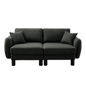 English Elm Boucle 2-Seater Loveseat Sofa In Dark Grey - Soft Fabric, Shell-Shaped Armrests, Modern Comfort W3041S00298