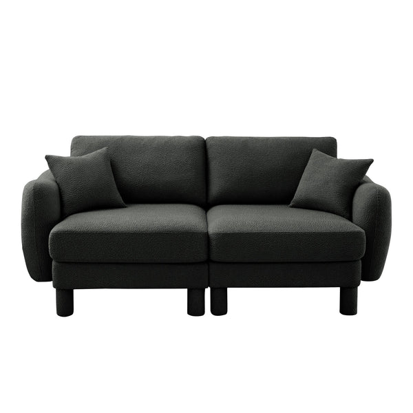 English Elm Boucle 2-Seater Loveseat Sofa In Dark Grey - Soft Fabric, Shell-Shaped Armrests, Modern Comfort W3041S00298