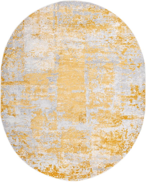 Unique Loom Finsbury Elizabeth Machine Made Abstract Rug Yellow, Ivory/Gray 7' 10" x 10' 0"