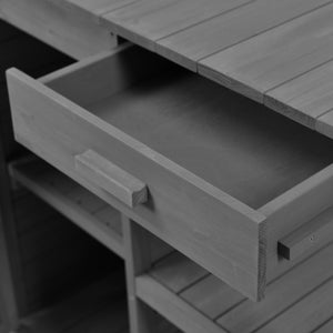 English Elm TOPMAX 66" Potting Bench Gray - Fir Wood Garden Workstation with 36" Counter, 2 Drawers, Shelves, Anti-Tip Device N717P221500E