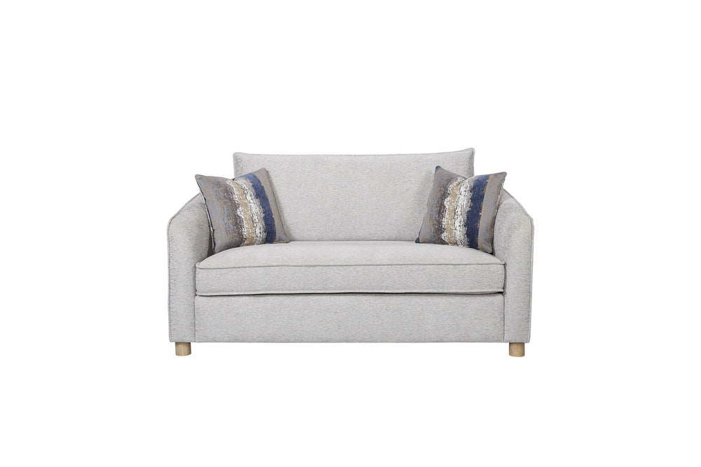 English Elm Loveseat Sand Upholstered with 3 Down Pillows, Sinuous Springs, High-Density Foam & Reversible Cushions B2699P298414