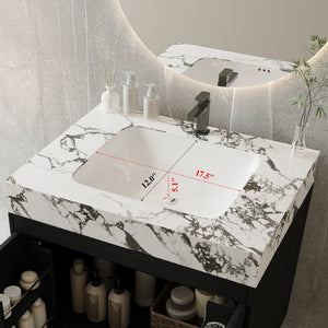 English Elm Contemporary Freestanding Bathroom Vanity Sintered Stone Top Ceramic Sink Steel Legs W3136S00063
