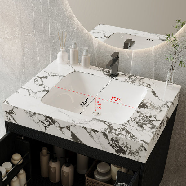 English Elm Contemporary Freestanding Bathroom Vanity Sintered Stone Top Ceramic Sink Steel Legs W3136S00063