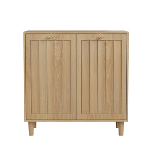 English Elm Sloping Tilt Out Laundry Cabinet with Dual Hamper Bins Oak Mdf Bathroom Storage W1706P465303