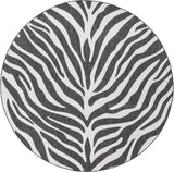 Unique Loom Outdoor Safari Tsavo Machine Made Animal Print Rug White, Black 10' 0" x 10' 0"