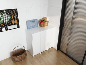English Elm 36" Modular Plywood Storage Cabinet Glossy White Soft Close Doors for Bathroom or Bedroom W999S00520
