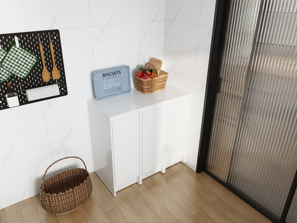 English Elm 36" Modular Plywood Storage Cabinet Glossy White Soft Close Doors for Bathroom or Bedroom W999S00520