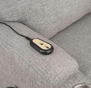 English Elm Light Gray Plush Chenille Recliner with Power Lift, Massage, Dual Cup Holders & Pocket Coil Comfort B2726P405681