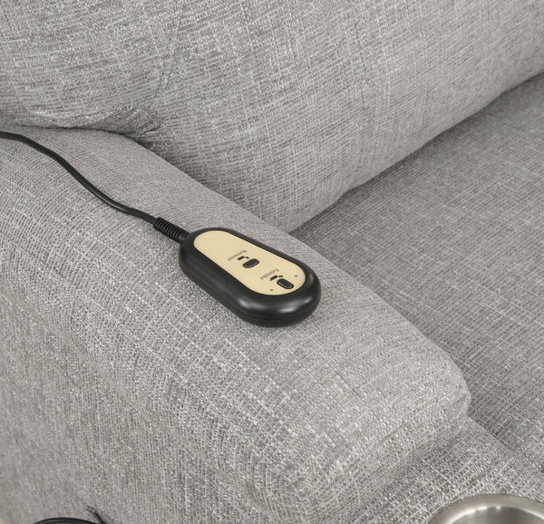 English Elm Light Gray Plush Chenille Recliner with Power Lift, Massage, Dual Cup Holders & Pocket Coil Comfort B2726P405681