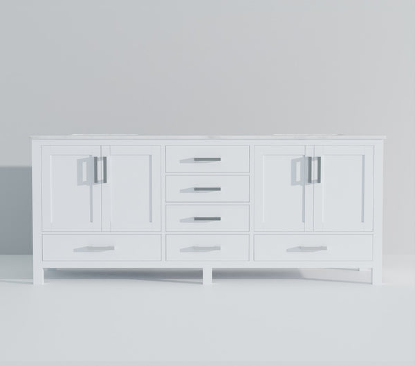 English Elm White Double Bath Vanity With Luxurious Carrara Marble Top - Elegant Storage & Soft-Close Design B2731P258965-GIGA
