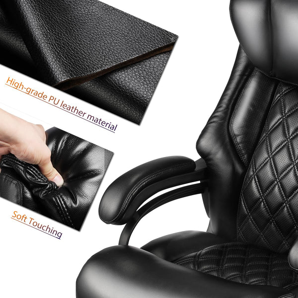 English Elm 500lbs Heavy Duty Executive Chair Wide Spring Seat Ergonomic High Back Home Office Black W5201P418289