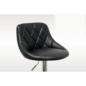 English Elm Black Faux Leather Adjustable Swivel Bar Stool Set of 2 — High-Back 360° Swivel, Diamond Stitching, 25–31" Height B011P356308