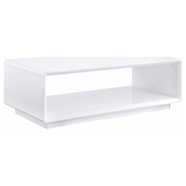 English Elm Fletcher Gloss White Lacquer Coffee and End Table Set for Modern Living Rooms B062S01630