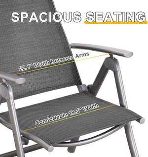 English Elm Patio Folding Chairs Set Of 2 – Lightweight, Adjustable Reclining Outdoor Chairs For Garden & Beach W1859P210825-GIGA