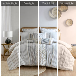 English Elm Cotton Imani Comforter Mini Set with Tufted Chenille Geometric Print, OEKO-TEX Soft King Bedding Ivory 21.65 L x 22.83 W x 9.45 H B035128795