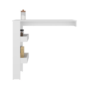 English Elm Drysdale Modern Bar Table with 3 Open Side Shelves, Space-Saving White Counter for Kitchen & Dining B128P375303