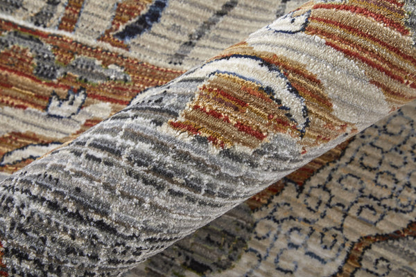 Feizy Rugs Melrose Turkish-crafted Area Rug - Durable, Stain-resistant Textured Weave With Elegant Florals Ivory,Red,Gray Polypropylene,Polyester,Viscose Mel39p2fgryrsth04