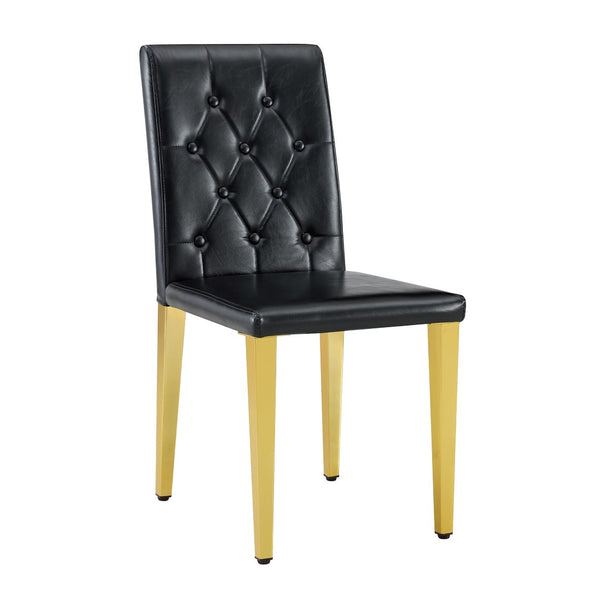 English Elm 4-piece Brown Suede Dining Chair Set with Tufted Back and Walnut Metal Legs Black+Gold W1151P361161