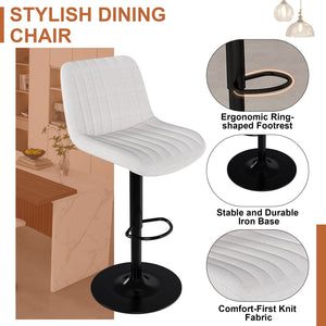 English Elm 63" Modern Kitchen Island Set With 4 Beige Bar Stools, Led Lighting & Walnut Accents For Style W2699S00076