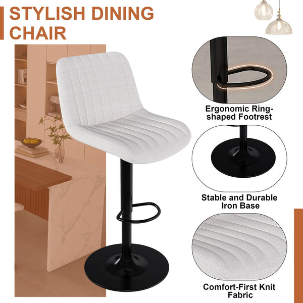 English Elm 63" Modern Kitchen Island Set With 4 Beige Bar Stools, Led Lighting & Walnut Accents For Style W2699S00076