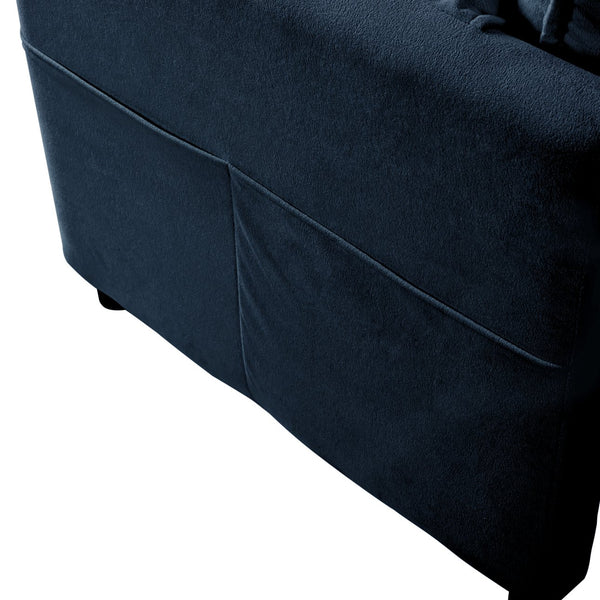 English Elm Modular Sectional Sofa - Luxurious Oversized Deep Seat L-Shaped Couch With Movable Ottoman, Blue W3163S00020