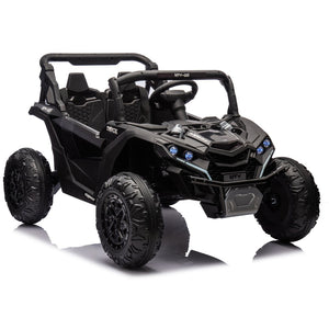 English Elm 24v Two Seat Kids Electric Utv with Parental Remote Suspension Off Road Ride On Black W1578P184797