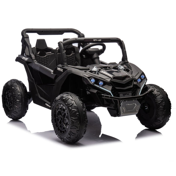 English Elm 24v Two Seat Kids Electric Utv with Parental Remote Suspension Off Road Ride On Black W1578P184797