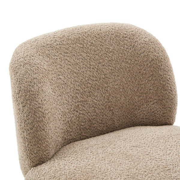 English Elm Boucle Rounded Accent Chair with Rubberwood Legs for Modern Minimalist Living Rooms Light Brown,Natural Wood N776P423410B