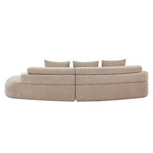 English Elm 122" Curved Modular Sectional Sofa Cloud Fill Polyester Upholstered Living Room Seating Almond N771P396326V_N771P396327V