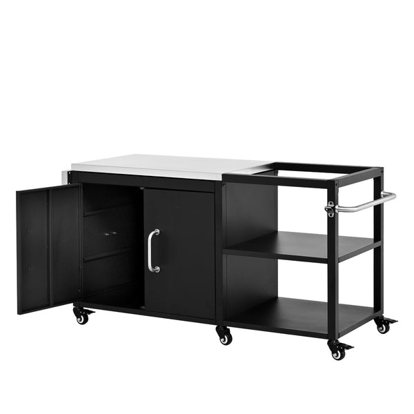 English Elm K&k Stainless Steel Outdoor Grill Cart with Cabinet Drop Leaf and Swivel Casters N707P397500B