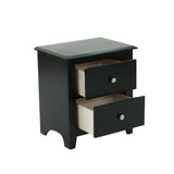 English Elm Nightstand With 2 Drawers Storage, Black