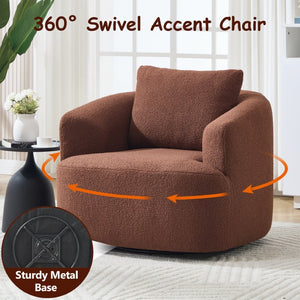 English Elm 360° 360 Swivel Teddy Velvet Accent Chair Plush Cocoon Seat for Living Room or Bedroom W5385P454804