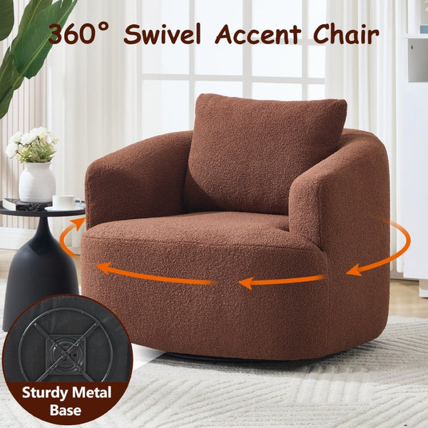 English Elm 360° 360 Swivel Teddy Velvet Accent Chair Plush Cocoon Seat for Living Room or Bedroom W5385P454804