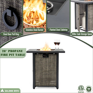 English Elm 28" Propane Gas Fire Pit Table - 50,000 Btu Steel Outdoor Heater For Patio, Garden & Deck Fun! W853P293852