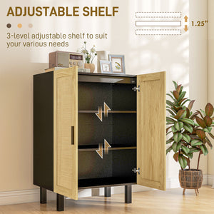 English Elm Homcom Stylish Sideboard Buffet Cabinet With Rattan Doors, Adjustable Shelves, Modern Boho Design W2225P217720