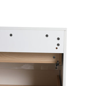 English Elm 24" Freestanding Bathroom Storage Cabinet - Modern Glossy White Design With 3 Soft-Close Drawers W999P312108