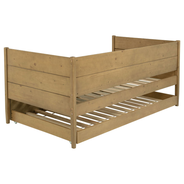 English Elm Stewart Twin Daybed With Trundle — Solid Natural Wood Frame, Warm Grain Finish, Space-Saving Guest Bed Setup B062S01300