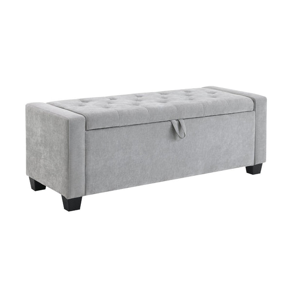 English Elm 48" Tufted Chenille Storage Bench Diamond Stitched Lift Top Seat for Bedroom Entryway Light Grey W2671P386666