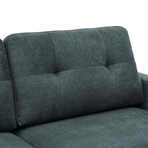 English Elm 67.7" Tufted Button Mid-century Loveseat with Splayed Wood Legs for Living Rooms Blue B355P428576