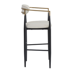English Elm Christopher Knight Home® - Barstools Set Of 2 - Modern Upholstered Kitchen Stools With Back, Beige Faux Leather & Black Legs N779P248198P