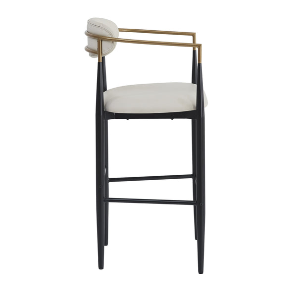 English Elm Christopher Knight Home® - Barstools Set Of 2 - Modern Upholstered Kitchen Stools With Back, Beige Faux Leather & Black Legs N779P248198P