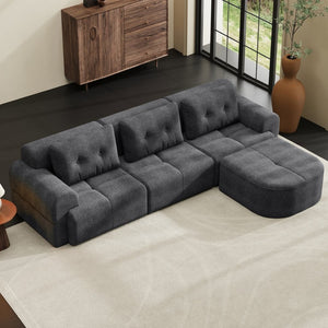English Elm Modular Sectional Sofa with Chaise Full Foam Build Woven Fabric for Living Room Dark Grey W2379S00007