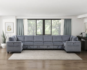English Elm 8-Piece Modular Sectional Sofa with Hidden Storage, Side Pockets & Charging Ports in Corduroy Fabric Dark Gray 26 L x 29 W x 15.75 H B011S01083