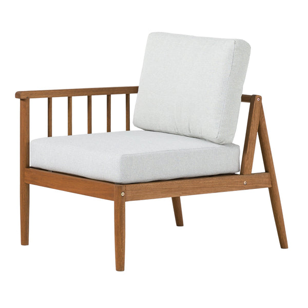 English Elm Walker Edison - Modern Outdoor Spindle Style Left Arm Sectional Brown - Eucalyptus Wood, Linen Cushions, Weather-Resistant, RTA B185P326698