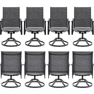 English Elm Outdoor Swivel Patio Dining Chairs Textilene Woven Set for Backyard Entertaining Dark Gray T3623P433702