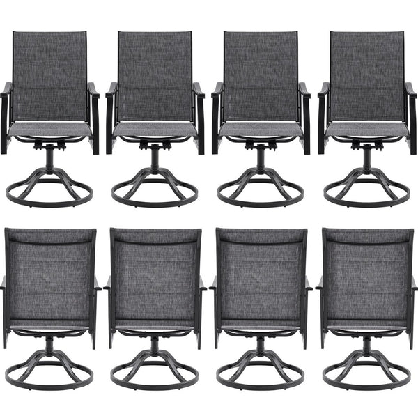 English Elm Outdoor Swivel Patio Dining Chairs Textilene Woven Set for Backyard Entertaining Dark Gray T3623P433702